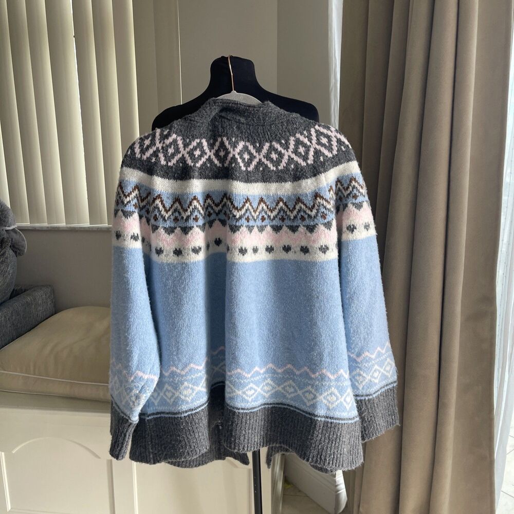 pilcro Fair Isle Oversized sweater anthropologie Blue One Size - Picture 6 of 10